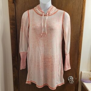 Others Follow Dakota Pullover Hoodie Sweatshirt Sz S  Slub Tye dye Pink Buttons